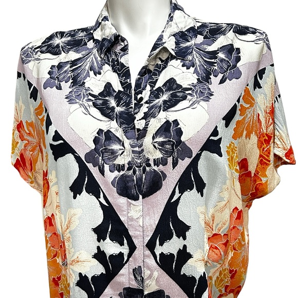 Anthropologie Maeve Hibiscus Bloom Oversized Shirt Dress - Picture 5 of 10